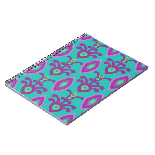 Turquoise et carnet pourpre de conception d'Ikat (Côté gauche)