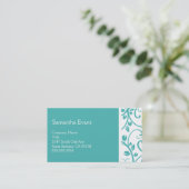 Turquoise et carte de visite floral blanc de vigne (Debout devant)