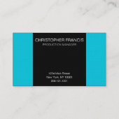 Turquoise et carte de visite moderne noir barré (Dos)