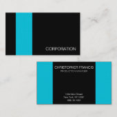 Turquoise et carte de visite moderne noir barré (Devant / Derrière)
