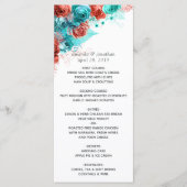 Turquoise et Coral Tropical Mariage Menu (Devant)