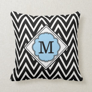 Turquoise et coussin noir de motif de Chevron de