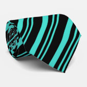Turquoise et cravate rayée diagonale de noir (Roulé)