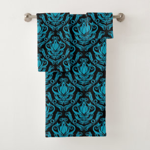 Turquoise et ensemble noir de serviette