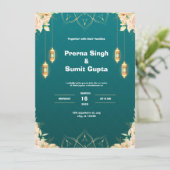 Turquoise et Faire-part de mariage d'or (Debout devant)