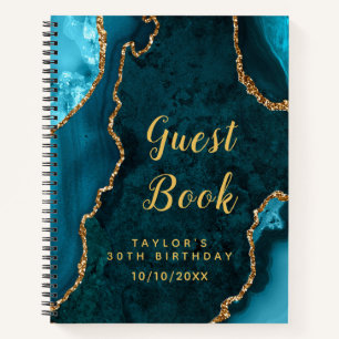 Turquoise et Gold Agate Anniversaire Livre d'or