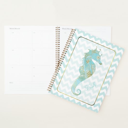 Turquoise et Gold Seahorse Personnalisé (Devant avec enveloppe)