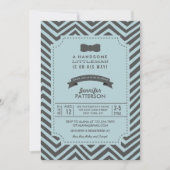 Turquoise et Grey Chevron Bow cravate Invitation B (Devant)