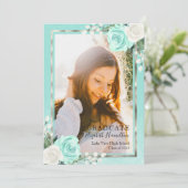 Turquoise et huile Argent Floral Grad Faire-part (Debout devant)