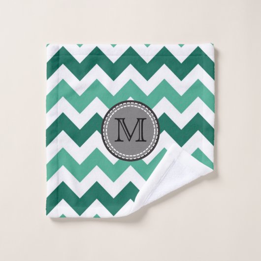 Turquoise et Mint Chevron Zigzag Monogram (Gant de toilette)