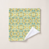 Turquoise et Motif citron (Gant de toilette)