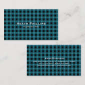 Turquoise et noir À damiers Cartes de visite (Devant / Derrière)
