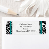 Turquoise et noir Damask Fils Étiquette de adresse (En situation)