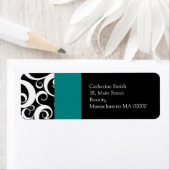Turquoise et noir Damask Fils Étiquette de adresse (En situation)