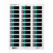 Turquoise et noir Damask Fils Étiquette de adresse (Feuille entière)