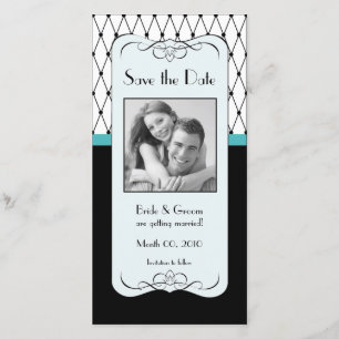 Turquoise et noir Enregistrer la date Carte photo