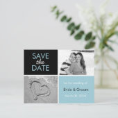 Turquoise et noir Enregistrer la date Photo Cartes (Debout devant)