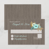 Turquoise et Or Rustique Barn Floral Réponse (Devant / Derrière)