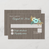 Turquoise et or Rustique Fleur de Barn Réponse (Devant / Derrière)