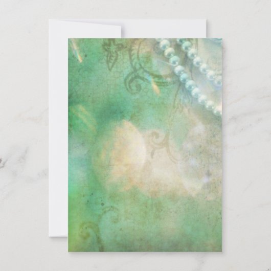 Turquoise et Perles Mariages Rustiques Invitations (Dos)