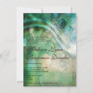 Turquoise et Perles Mariages Rustiques Invitations