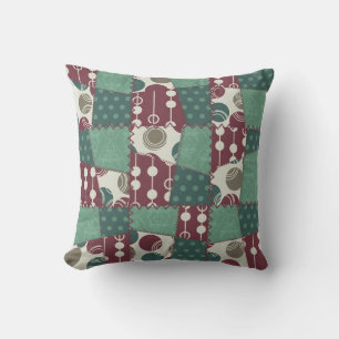 Turquoise et Plum Faux Patchwork MOJO Coussin