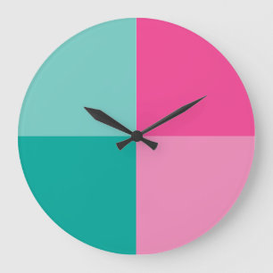 Turquoise et rose Art Moderne Couleur bloc horloge