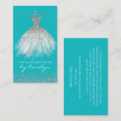 Turquoise et Silver Seamstress Carte de visite (Devant / Derrière)