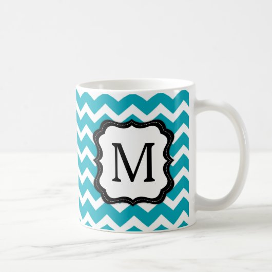 Turquoise et tasse de café noire de monogramme de (Droite)