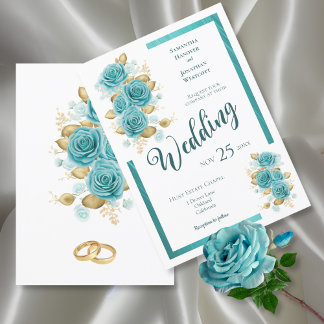 Turquoise et Turquoise Rose Élégante invitation de
