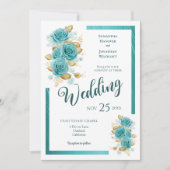 Turquoise et Turquoise Rose Élégante invitation de (Devant)