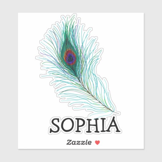 Turquoise et violet Peacock Nom Étiquette (Feuille)