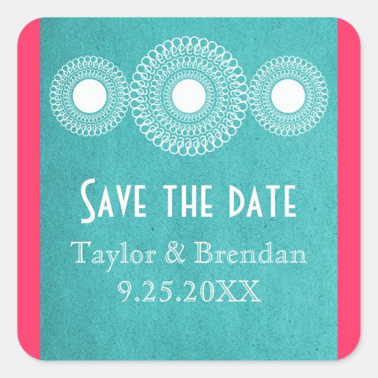 Turquoise Far East Elegance Save the Date Stickers (Voorkant)