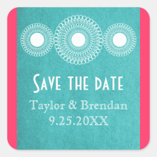 Turquoise Far East Elegance Save the Date Stickers