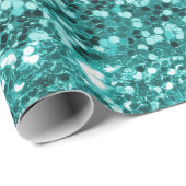 Turquoise Faux Glitter Cadeaupapier (Rol Hoek)
