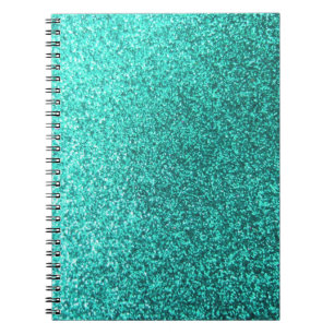 Turquoise faux glitter graphic notitieboek