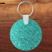 Turquoise faux glitter graphic sleutelhanger (Voorkant)