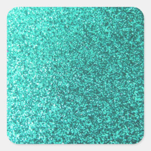 Turquoise faux glitter graphic vierkante sticker