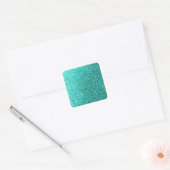 Turquoise faux glitter graphic vierkante sticker (Envelop)