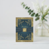 Turquoise, FAUX Gold, Mariage floral carte de boît (Debout devant)