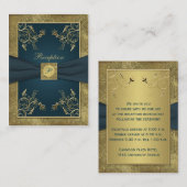 Turquoise, FAUX Gold, Mariage floral carte de boît (Devant / Derrière)