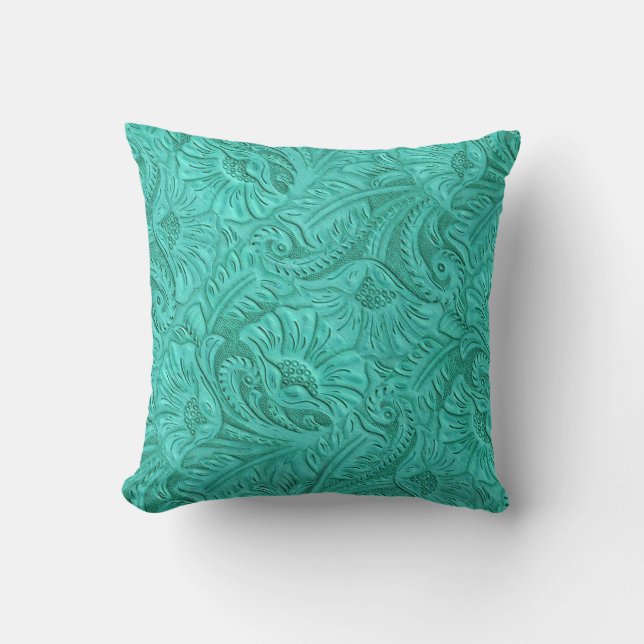 Turquoise Faux Laether Print Sierkussen (Voorkant)