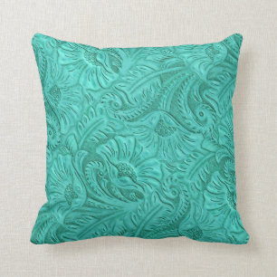 Turquoise Faux Laether Print Sierkussen
