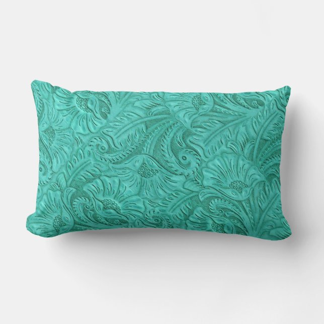 Turquoise Faux Laether Print Sierkussen Kussen (Voorkant)