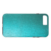 Turquoise Faux Leather Snake-Skin look Case-Mate iPhone Case (Achterkant (Horizontaal))