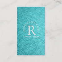 Turquoise faux leer omcirkeld monogram