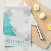 Turquoise Festif Arbre de Noël Serviette de cuisin (Quart Plié)