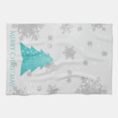 Turquoise Festif Arbre de Noël Serviette de cuisin (Horizontal)
