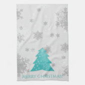 Turquoise Festif Arbre de Noël Serviette de cuisin (Vertical)