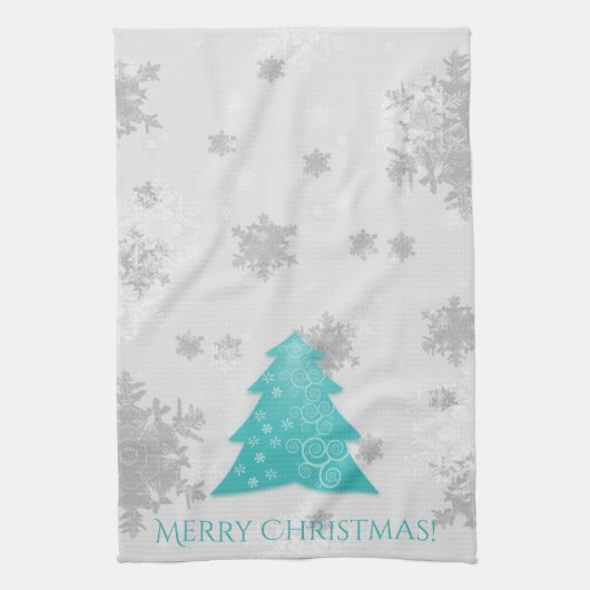 Turquoise Festif Arbre de Noël Serviette de cuisin (Vertical)